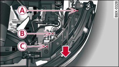 Front headlight: Securing